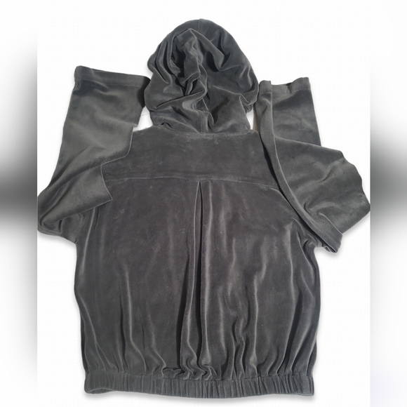 *Young, Fabulous and Broke gray velour cropped hoodie, full zip, size Sma… - Picture 9 of 11
